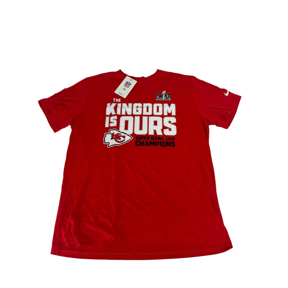 Nike Super Bowl 58 T-Shirt Men's XL Red Kansas City Chiefs Kingdom Champions New
